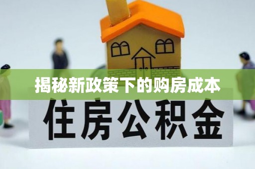 东源揭秘新政策下的购房成本